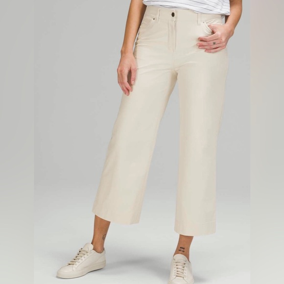 lululemon athletica Pants - Lululemon City Sleek 5 Pocket Wide Leg High Rise 7/8 Length Pants 29 white opal